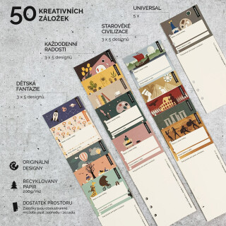 Kreativní knižní záložky 50Ks -. doplňková sada č. 01 pro Záložkodeník - 