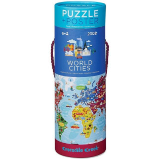 Poster & Puzzle: World Cities / Puzzle a plakát: Světová města (200 dílků) - neuveden
