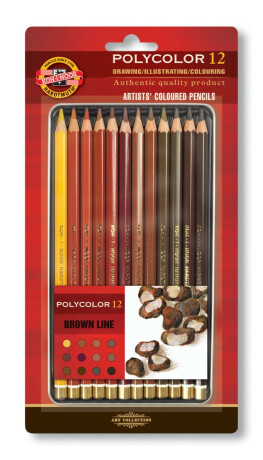 Pastelky Polycolor hnědá řada 12ks - neuveden