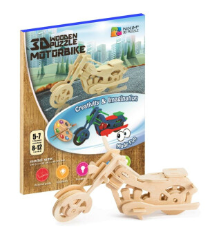 NiXiM Dřevěné 3D puzzle - Motorka - neuveden