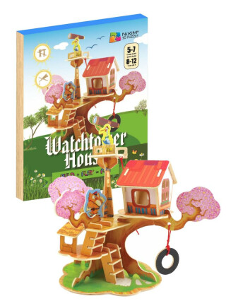 NiXiM Dřevěné 3D puzzle - Domeček Rozhledna - neuveden