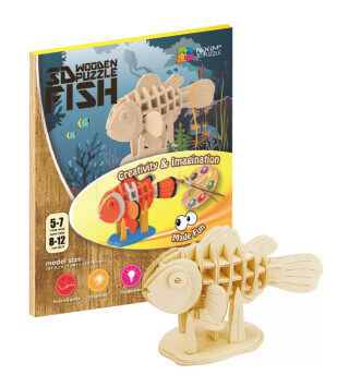 NiXiM Dřevěné 3D puzzle - Ryba - neuveden