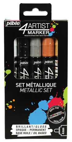 4Artist Marker Set 5 Nibs 4 mmAssort.Metallic - 