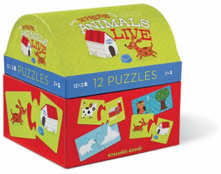 Puzzle truhlička: Where Animals Live/Kde zvířata žijí (12 dvoudílných puzzlí) - neuveden