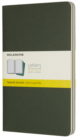 Moleskine - sešity 3 ks čtverečkované zelené L - neuveden