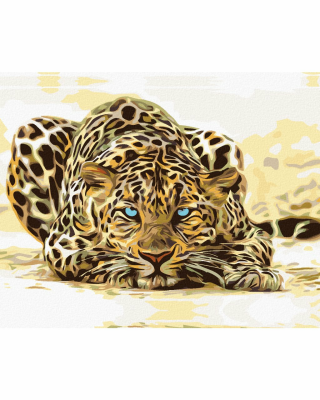 Malování podle čísel - ČÍHAJÍCÍ LEOPARD - 