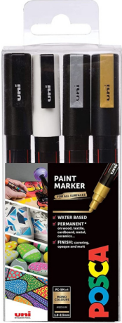 Sada akrylových fixů Uni Posca 1,8-2,5mm 4ks metalické - 
