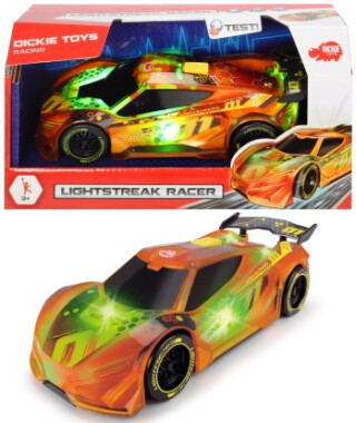 Závodní auto Lightstreak oranžové – svítící závodní speciál na setrvačník - 