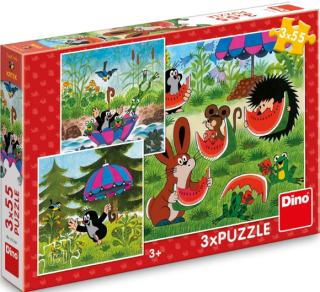 Krteček a paraplíčko - puzzle 3x55 dílků (poškozená) - 