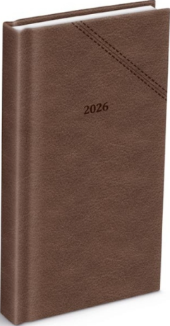 Diář 2026 D802 PU dark brown 90x170mm - 