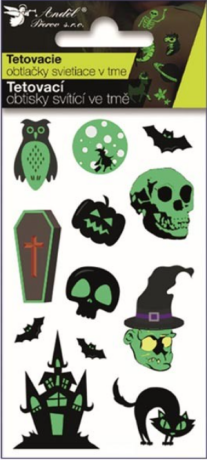 Tetovací obtisky 16051 svítící ve tmě Halloween 10,5 x 6 cm - 