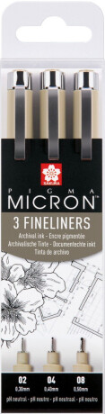 Sada Sakura Pigma Micron - černé technické fixy, 3 různé velikosti - 