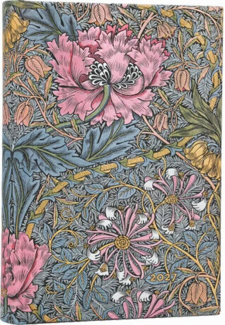 Diář Paperblanks 2027 Morris Pink Honeysuckle Maxi Horizontal - 12M, Maxi, horizontální - 