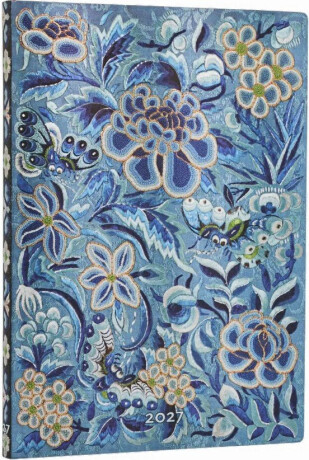 Diář Paperblanks 2027 Blue Willow Midi Horizontal - 12M, Midi, horizontální - 