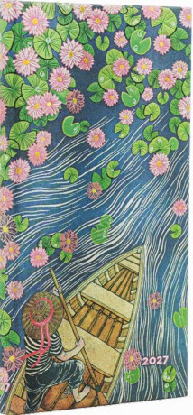 Diář Paperblanks 2027 Lotus River Slim Horizontal - 12M, Slim, horizontální - 