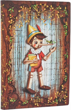 Diář Paperblanks 2027 Carlo Collodi, Pinocchio Mini Horizontal - 12M, Mini, horizontální - 