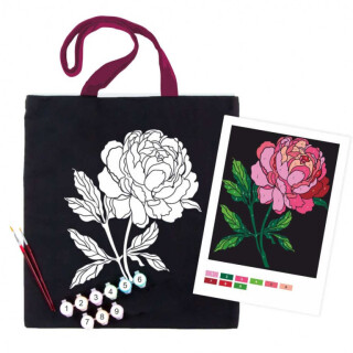Bavlněná taška s motivem pro pomalování 38x42cm – Jemná pivoňka - 