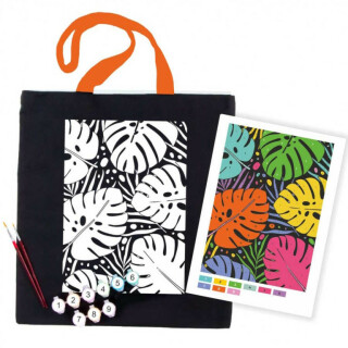 Bavlněná taška s motivem pro pomalování 38x42cm – Tropické listy - 