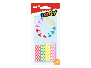 Dortové svíčky MFP barevné 24ks+12ks držák - 