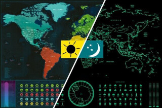 GLOW svítící mapa světa - svítí ve tmě - neuveden
